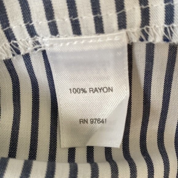 J Jill Stripe Button Front Peplum Tunic Top Blouse Oversized V-Neck Long Sleeve - Picture 9 of 13